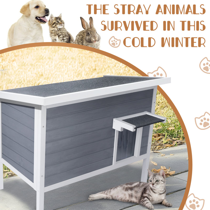 Tucker Murphy Pet Outdoor Cat House Insulated Feral Cat House Outdoor with All Round Foam Waterproof Cat House for Outdoor Cats in Winter Reviews Wayfair Canada